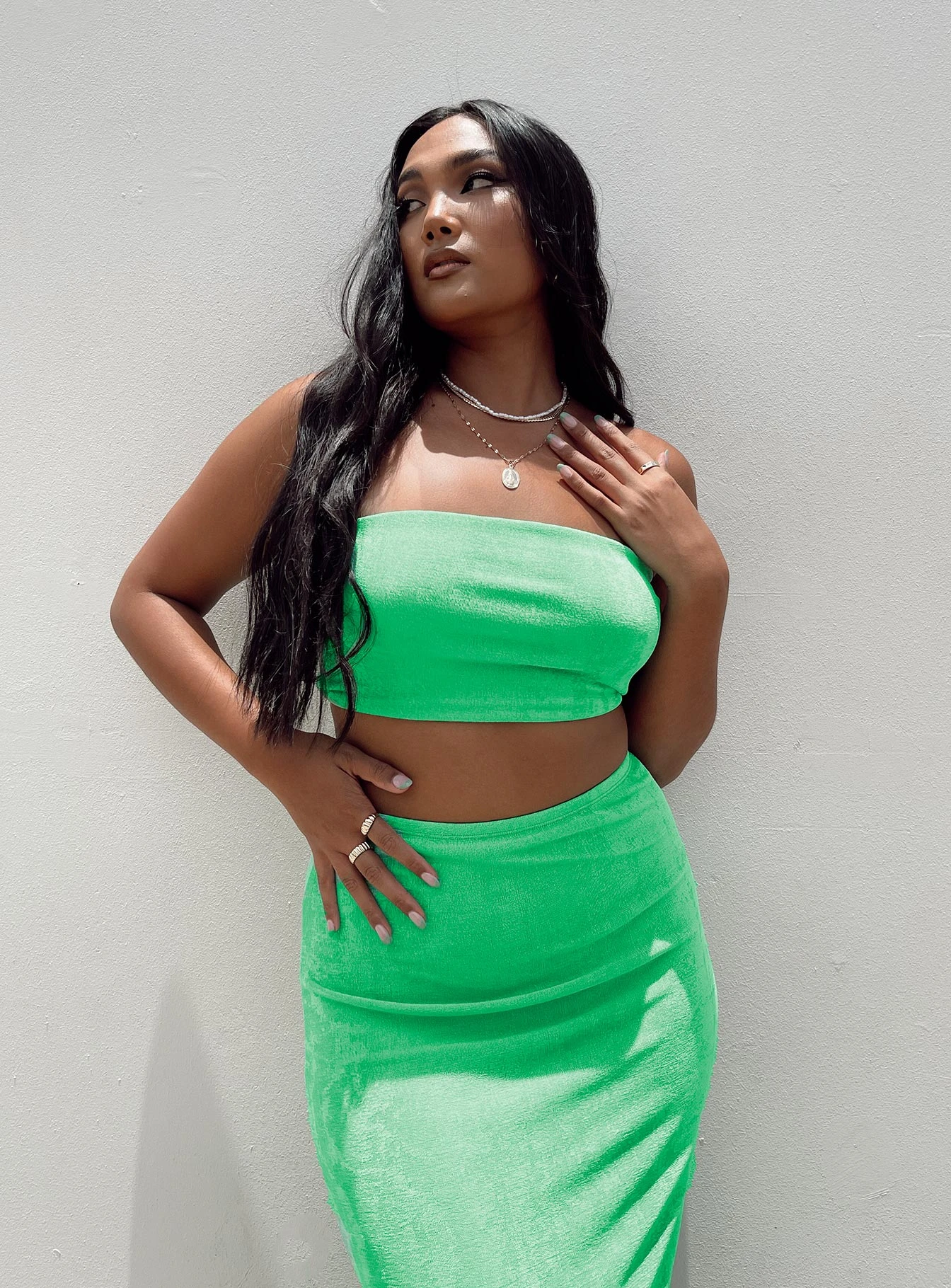 Princess Polly Maci Strapless Top Green 2 Princess Polly Maci Strapless Top Green - Image 2