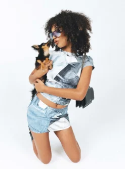 Motel Tiona Top Denim Pocket Blue