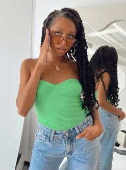 Aston Strapless Bodysuit Green