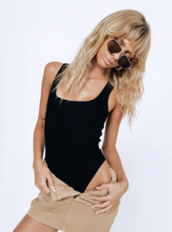 Princess Polly Camellia Bodysuit Black