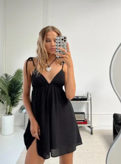 Princess Polly Hearts Flutter Mini Dress Black