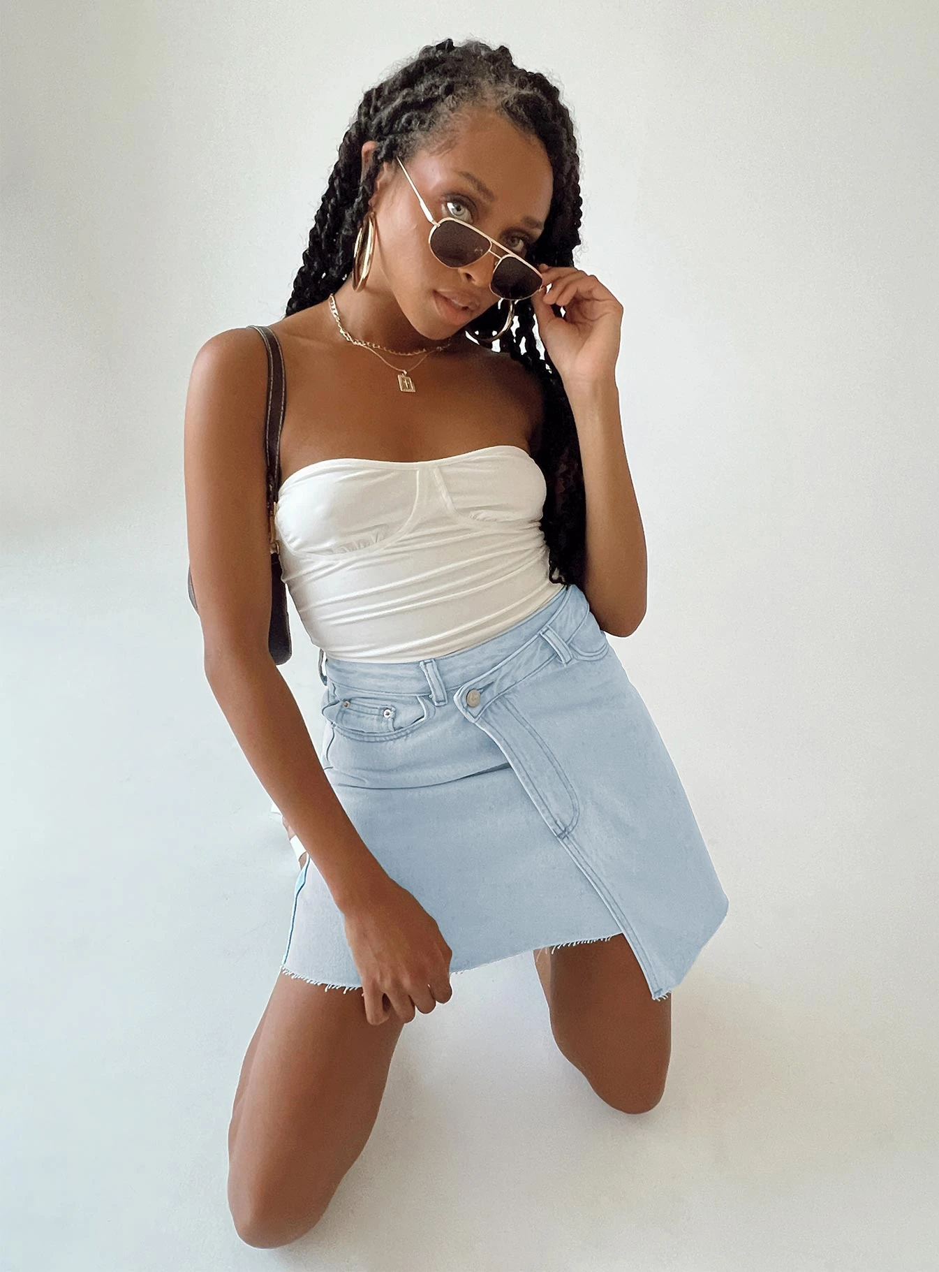 Princess Polly Ryder Light Wash Denim Skirt Denim 1 Princess Polly Ryder Light Wash Denim Skirt Denim