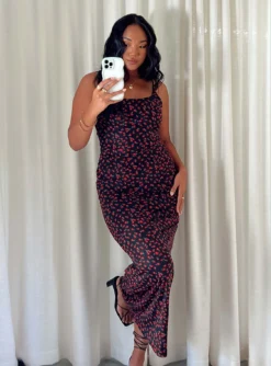 Knox Maxi Dress Black / Red Floral