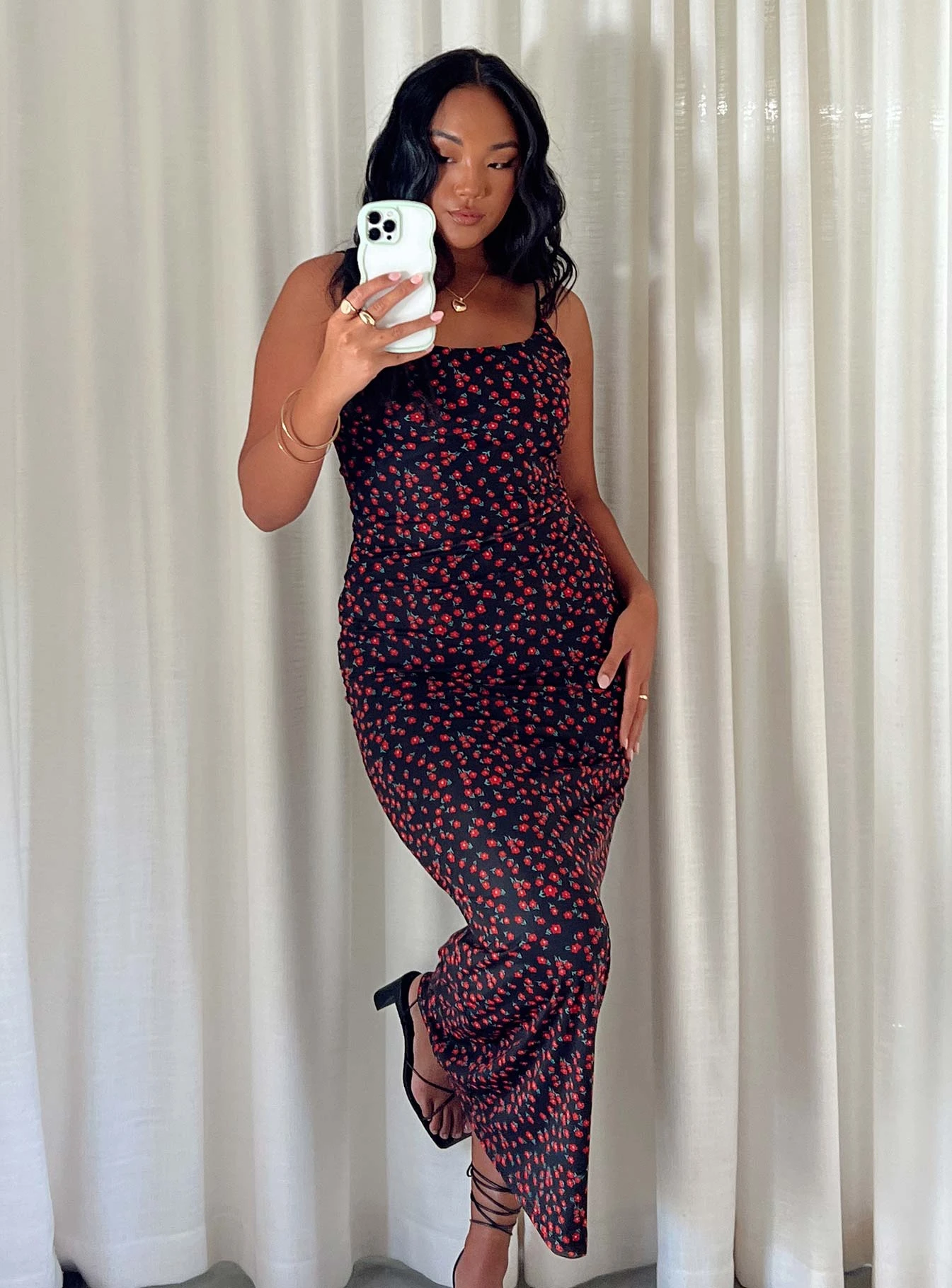 Knox Maxi Dress Black / Red Floral 1 Knox Maxi Dress Black / Red Floral