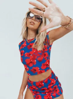 Princess Polly Bold Move Top Navy / Red