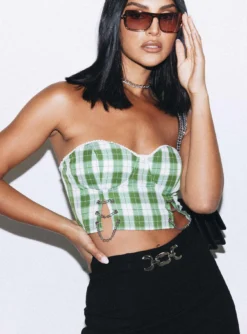 Princess Polly Celestia Strapless Top Green