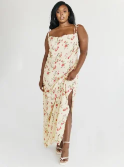 Arness Maxi Dress Yellow Floral Curve