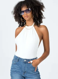 Princess Polly Allie Halter Bodysuit White