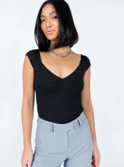 Princess Polly Alden Bodysuit Black