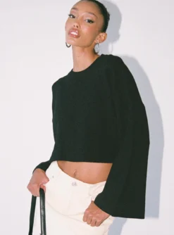 Princess Polly Girl Soldier Cropped Sweater Black