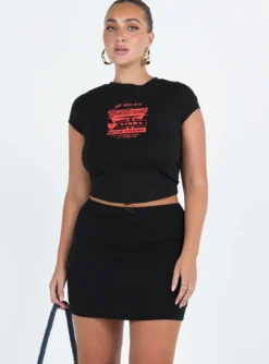 Kael Mid Rise Mini Skirt Black