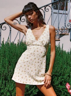 Princess Polly Nellie Mini Dress White / Yellow Floral