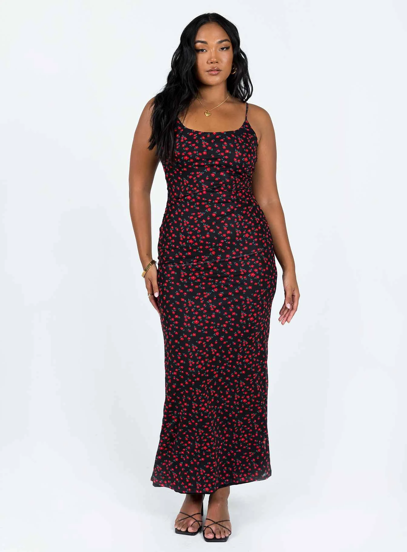 Knox Maxi Dress Black / Red Floral 2 Knox Maxi Dress Black / Red Floral - Image 2