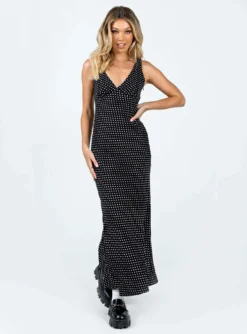 Princess Polly Nellie Maxi Dress Black Polka Dot -Femme Flair 2 modelinfo emma us2 feafe9e5 b358 490b 805e d60ae6987999
