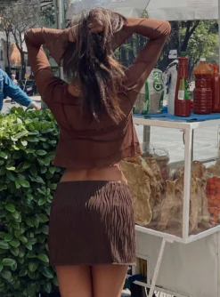 Princess Polly Cambor Mini Skirt Brown -Femme Flair 2 modelinfo nat US4