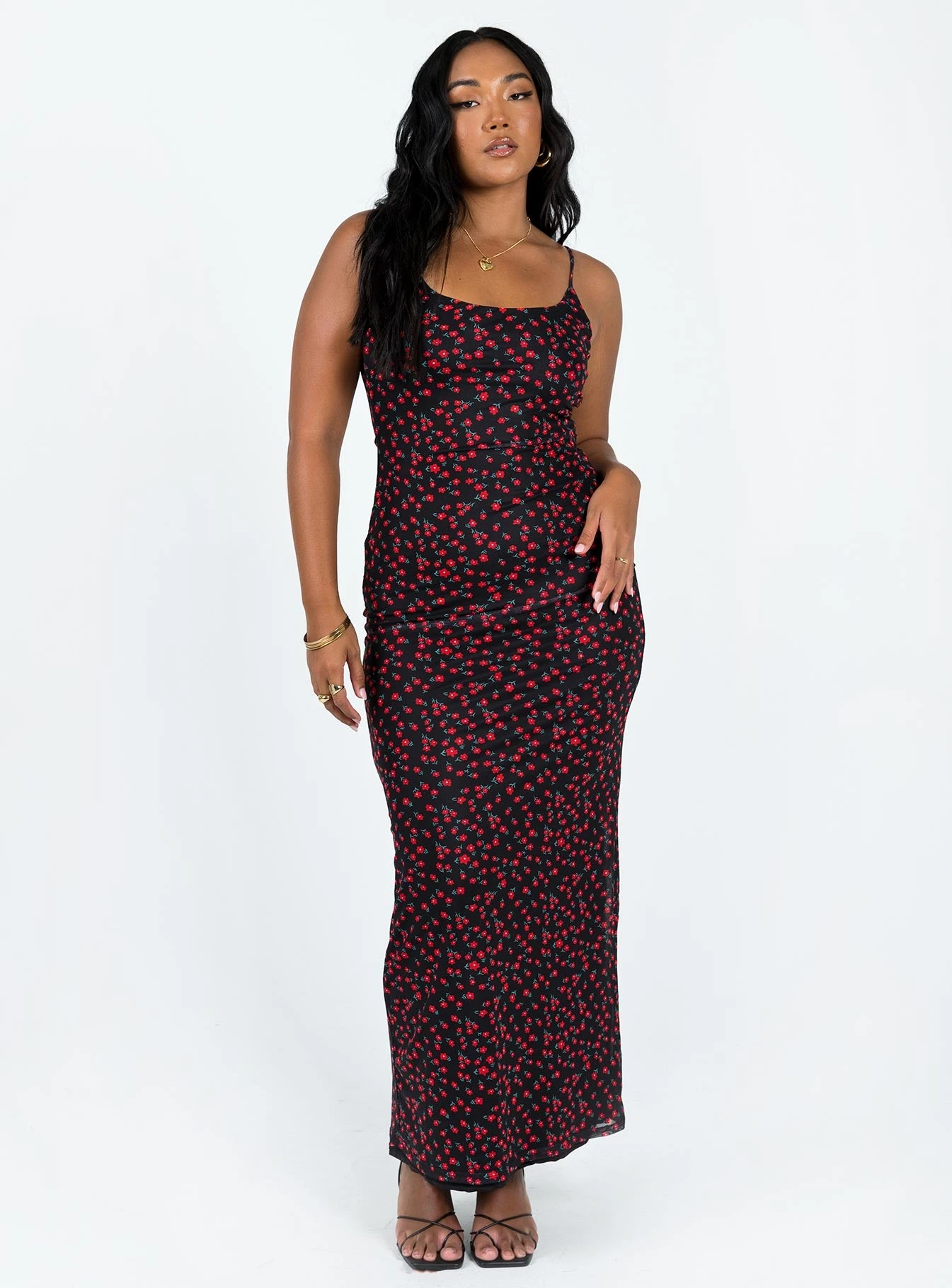 Knox Maxi Dress Black / Red Floral 3 Knox Maxi Dress Black / Red Floral - Image 3