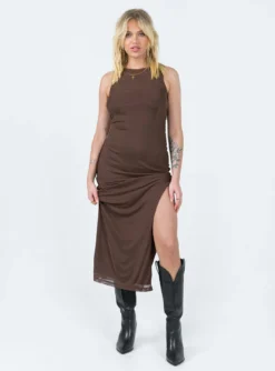 Brenly Mesh Maxi Dress Brown -Femme Flair 2 modelinfo susanna us4 1a1dc072 5937 40f3 8c01 2b68c2df07e5