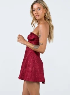 Princess Polly Lenette Mini Dress Burgundy -Femme Flair 3 modelinfo cathlin us2 465c8c48 a23a 4d26 b3ad f91f64a9c6a6