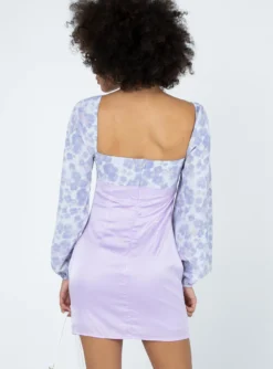 Princess Polly Delphine Mini Dress Purple Multi -Femme Flair 4 modelinfo Jamea US4 94078676 16f5 4ad5 a074 a713780a0183