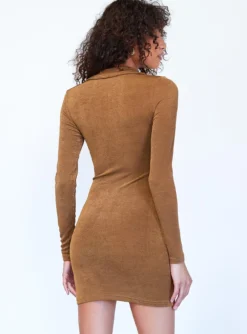 Princess Polly Conrad Mini Dress Brown -Femme Flair 4 00bc4d60 52c5 4ae8 85d3 f238bca62f1b