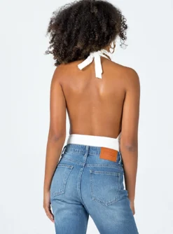 Princess Polly Allie Halter Bodysuit White -Femme Flair 5 modelinfo Cindy us2 94bd7788 7958 439e a52d a36be63a7c0b