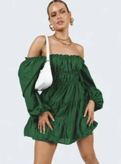 Princess Polly Ceara Long Sleeve Mini Dress Green -Femme Flair 5 modelinfo milli us2 5817184c 725a 4c15 8f56 157a70d04b3d