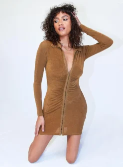 Princess Polly Conrad Mini Dress Brown -Femme Flair 5 777afef9 7b9f 41e0 82ce 7a4c520debe1