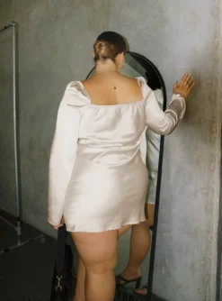 Star Power Mini Dress Champagne Curve -Femme Flair 6 modelinfo Riley us14 1