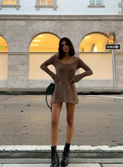 Princess Polly Boho Babe Mini Dress Mocha -Femme Flair BOHO BABE MINI DRESS MOCHA 1