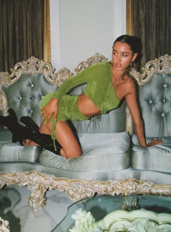 Princess Polly Imelda Long Sleeve Mini Dress Green